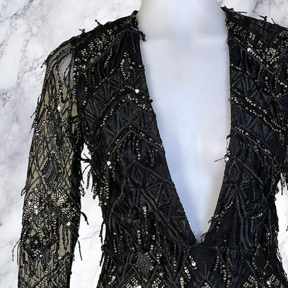 Superdown Nia Sequin Fringe Dress - Black - Picture 8 of 11